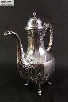 1888 German Art Nouveau Antique Sterling Silver 950 Silver Coffee Pot Teapot with Star Moon Crown Silver Label