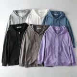 Ретро цветная толстовка с капюшоном с капюшоном с молнией, европейский стиль, оверсайз, свободный крой