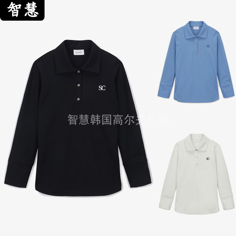 South Korea SOUTHCAPE golf jacket women's 22 spring golf lapel half-button long-sleeved T-shirt