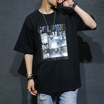 Summer short sleeve T-shirt men's thin cotton student 2021 new loose T-shirt plus fat plus extra large round neck