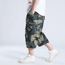 Summer overalls thin loose large size men's multi-pocket pants outdoor casual cropped pants men's summer shorts men
