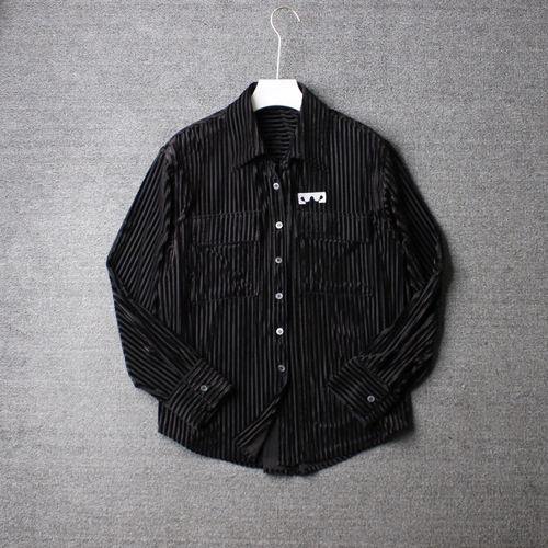 Черный бархатный бархат, сексуальная рубашка, куртка, комплект