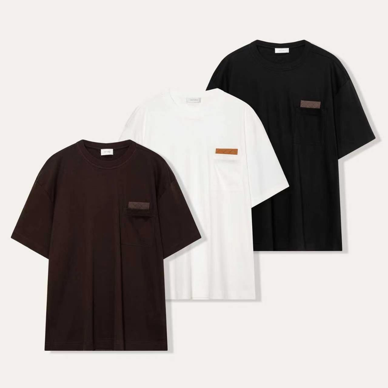 Jersey Zhenqi Bv Style Pima Cotton Silk-Like Summer Skin-Friendly Silky Diamond Pattern Leather Brand Design Short Sleeves