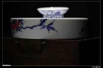 Full hand-drawn hand-painted tea sea large tea tray underglaze blue and white plus color Jingdezhen Gaogong Cao Dabing Wei Roger customization