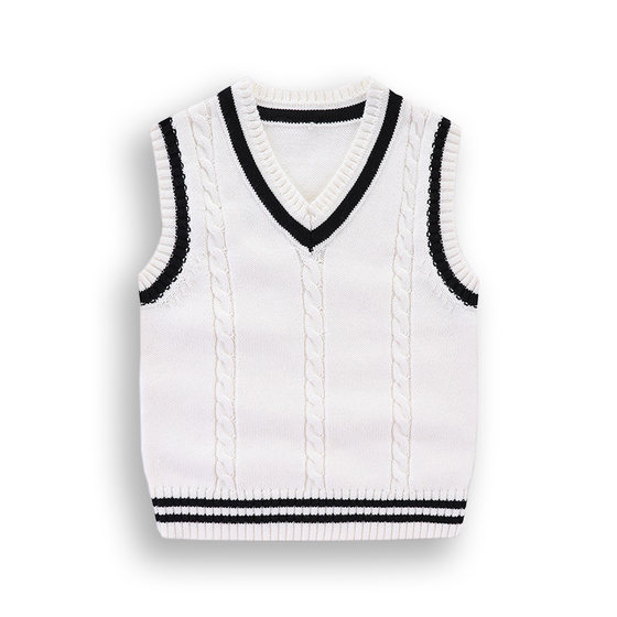 Children's Spring and Autumn Pure Cotton Knitted Vest Sweater Baby Warm Vest Boys Vest Sweater Girls Knitted Sweater
