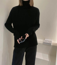 High-necked Kentie wool sweater with womens European station 2022 winter new solid color soft waxy straight knitted sweater trend