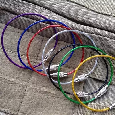 Color PVC stainless steel wire ring wire rope keychain key ring tag buckle