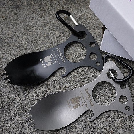 CRKT 9100 Multifunctional Combination Tool Soup Spoon Table Spoon Fork Spoon Picnic Cookware with Bottle Opener
