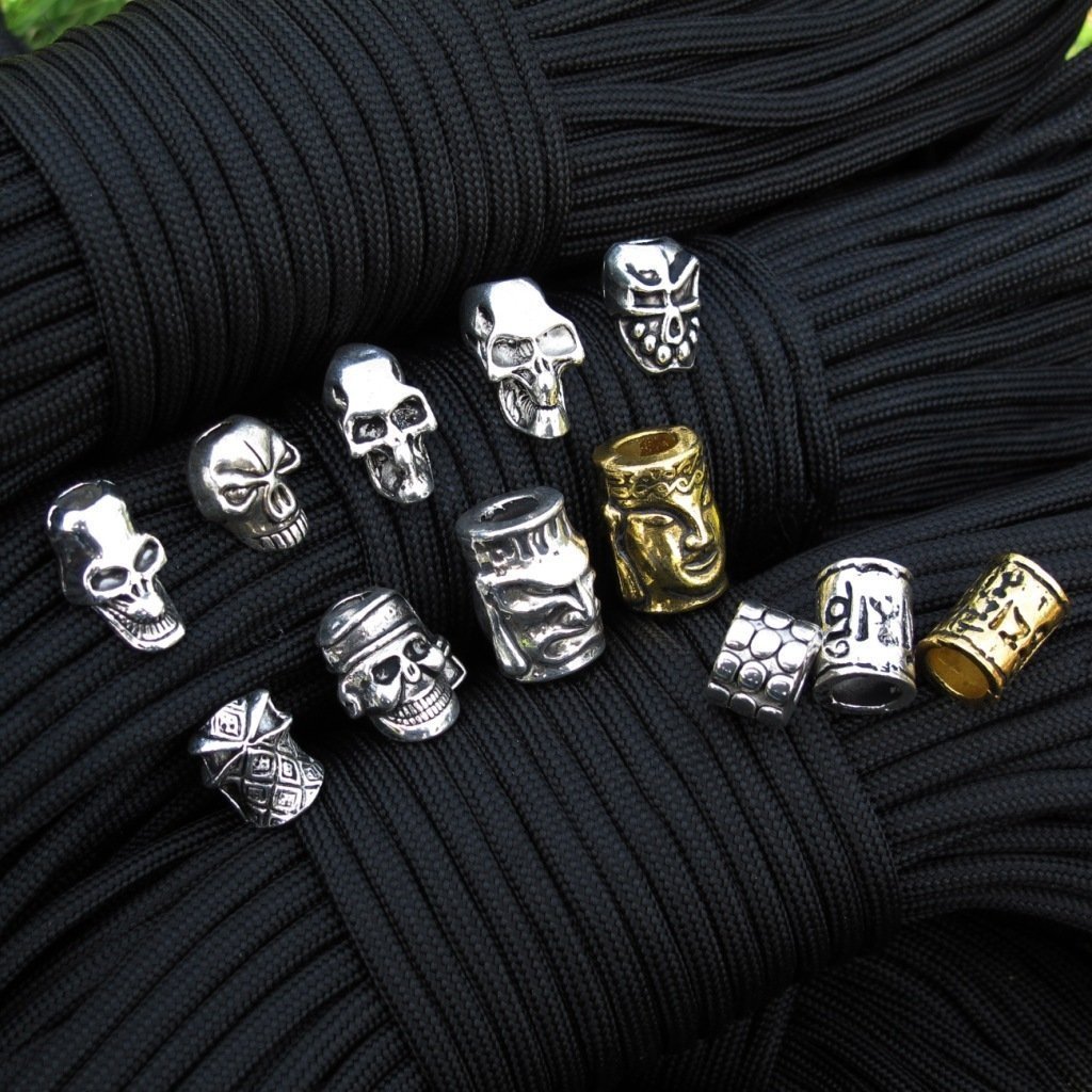 Combined 12 Skull skull head pendant flashlight pendant key button ring DIY umbrella rope pendant braided pendant knife pendant
