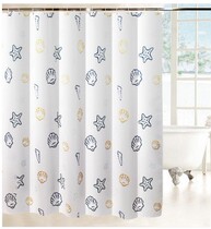 New marine world polyester bath curtain thickened water-resistant and mildew-friendly toilet bath curtain cloth