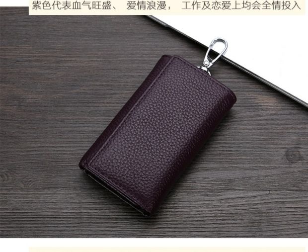 Túi chìa khóa gia đình nữ đa chức năng gấp ba lần ví da đầu tiên thắt lưng treo túi đựng chìa khóa thực tế với vị trí thẻ ví móc chìa khóa đẹp
