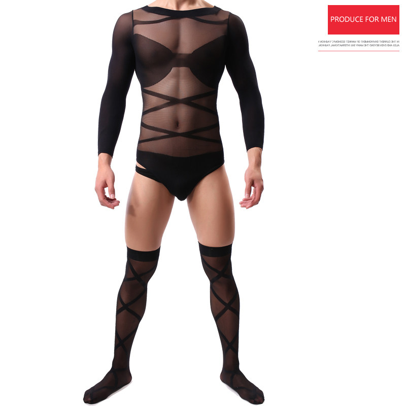 Men's Pantyhose Pantyhose Men's Pantyhose Transparent Suit Men's Jumpsuit Long Sleeve Pantyhose