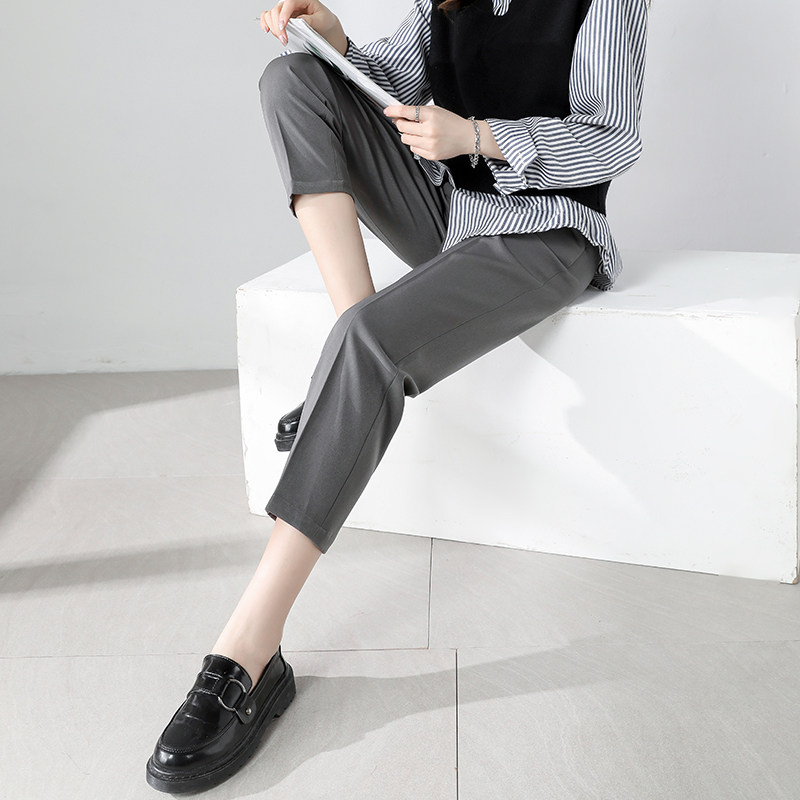 Suit pants women's nine-point pants 2022 autumn black high-waisted straight-leg pants casual commuting slim cigarette pants