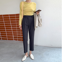 2022 new burn-free anti-wrinkling sensation spring autumn Western dress pants woman high waist display slim black casual straight tube Smoke Pants Women