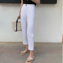 Summer 2022 new linen Harun pants 90% Slim White Casual Straight Drum Pants Loose Cotton Linen Pants Thin