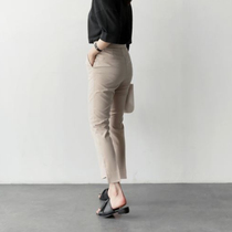 2021 Spring Summer New OL Western Dress Pants Fashion Beige Irregular 90% casual pants Career commuter pants