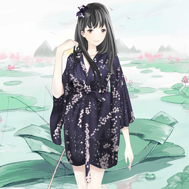 黑暗系樱花动漫周边女款防晒日式家居服睡衣短款浴衣和风羽织外套 五折特惠 樱花 浴衣 和风 防晒 睡衣途虎网