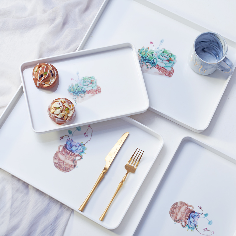 Plastic entrusted disc Home put tea cup Nordic rectangular Living room Creative drain upscale minimalist minimalist Eurostyle