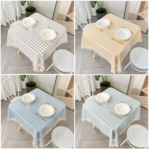 Simple modern square small checkered computer tablecloth fabric waterproof and oil-proof disposable plaid table mat tablecloth home