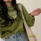 Vitality Avocado Green ~ Girly Letter Round Neck Loose Sweatshirt Korean Retro College Pullover Long Sleeve Autumn