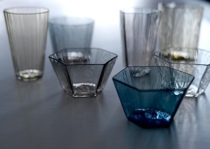 Japanese glass writer Kobayashi Hiroyuki hand-made hammer pattern water cup tea cup dessert bowl