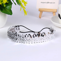Fashion best-selling girls and children black red 2 5cm wide elastic hair band wash stage performance sequin headband