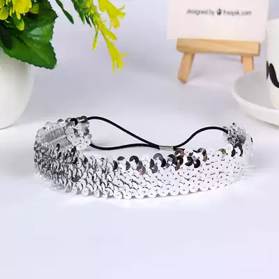 Fashion selling teenage children black red 2 5cm wide elastic Hairband wash stage performance sequins hair band
