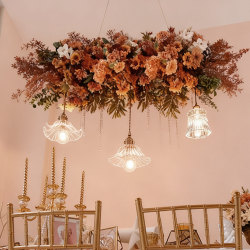 Bar Chandelier, French Romantic Style, Floral Coffee Color, Cafe Restaurant, Wedding Banquet Hall Decoration, Retro Atmosphere Light
