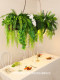 Forest-Style Restaurant Bar Counter Chandelier with Simulated Green Plants, Creative and Unique Dining Table Lamp, High Ambiance, Suitable for Guesthouses and Cafes