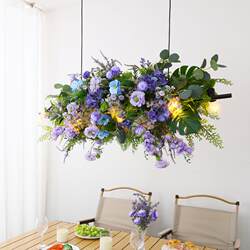 B&B Chandelier Blue-Purple Retro Bar Table Lamp Wedding Hot Pot Restaurant Western Restaurant Banquet Hall Cafe Window Lighting Fixtures