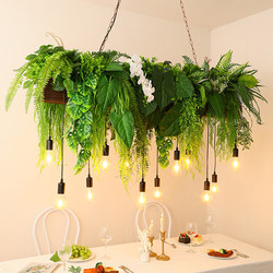 Forest-Style Green Plant Restaurant Bar Counter Pendant Light, Sunroom Dining Table Tea Room Restaurant Light, High Atmosphere Lighting for Homestay and Cafe