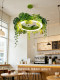 Avocado Green Circular Pendant Light for Trendy Restaurants, Casual Areas, Western Restaurants, Dessert Shops, Guesthouses, and Forest-Style Lighting Fixtures