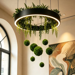 Forest-Style Plant Pendant Lights for Leisure Areas, Restaurants, Banquet Halls, Hotel Lobbies, Green Plant Landscaping, and Lobby Decorative Lighting Fixtures