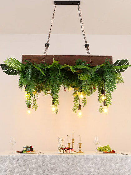Bar Counter Pendant Light, Forest Style, Western Restaurant, Long Dining Table, Coffee Shop, Homestay, Sunroom, Courtyard, Shop Window, Green Plant Pendant Light