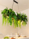 Forest-Style Restaurant Bar Counter Chandelier with Simulated Green Plants, Creative and Unique Dining Table Lamp, High Ambiance, Suitable for Guesthouses and Cafes
