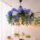 Plant Chandelier Restaurant Decoration Chandelier Blue and White Floral Trendy Bubble House Glass Room Restaurant Ceiling Decoration Light