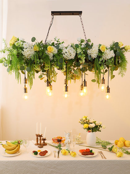 Plant-Shaped Dining Table Pendant Light, Western Restaurant Light, Milk Tea Shop, Dessert Shop, Flower Shop, Trendy Restaurant, Long Table Light, Bar Counter Light