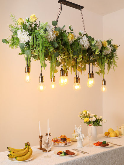 Plant-Shaped Dining Table Pendant Light, Western Restaurant Light, Milk Tea Shop, Dessert Shop, Flower Shop, Trendy Restaurant, Long Table Light, Bar Counter Light