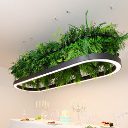 Creative Bar Counter Pendant Light, Forest-Style Light Ring Lamp, Hotel Banquet Hall, Restaurant, Coffee Shop, Commercial Green Plant Light Pendant Lamp