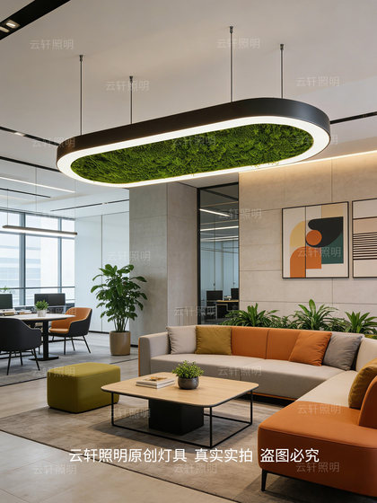 Modern Simple Oval Chandelier, Moss Lamp, Restaurant Leisure Area, Water Bar, Office Area, B&B, Shop Lighting Fixtures