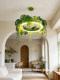 Avocado Green Circular Pendant Light for Trendy Restaurants, Casual Areas, Western Restaurants, Dessert Shops, Guesthouses, and Forest-Style Lighting Fixtures
