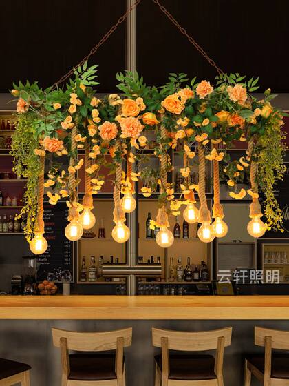 Creative Bar Chandelier, Glass Room, Sunroom, Restaurant Lamp, Flower Shop Window, Floral Art, Dining Table, Balcony Lamp, Plant Lighting
