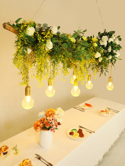 Creative Bar Chandelier, Floral Lamp, Sunroom Party Venue Layout, Dining Table, Courtyard, Simulated Plant Decoration Chandelier