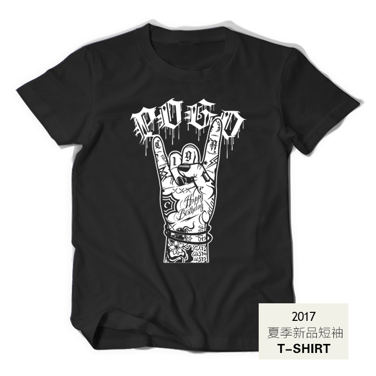 Pure Cotton Rock T-Shirt Men's Band Short-Sleeved Guitar Hand T-Shirt Drummer T-Shirt Round Neck T-Shirt Available in Large Sizes