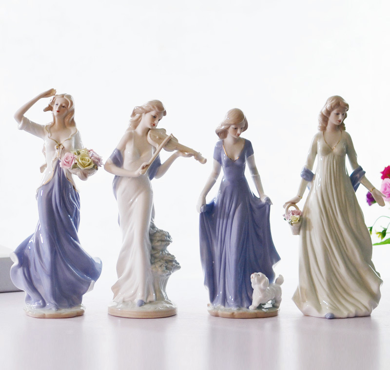 European-Style Western Beauty Exquisite Figurine Ceramic Crafts Simple Home Living Room Furnishings Bedroom Decorations