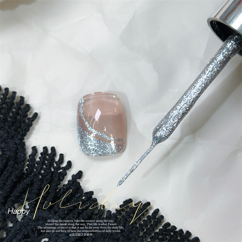 Chaomeng [Free Magnet] Starry Sky Fantasy Cat Eye Nail Polish Versatile Crystal Nail Gel Wearable Nail Phototherapy Gel