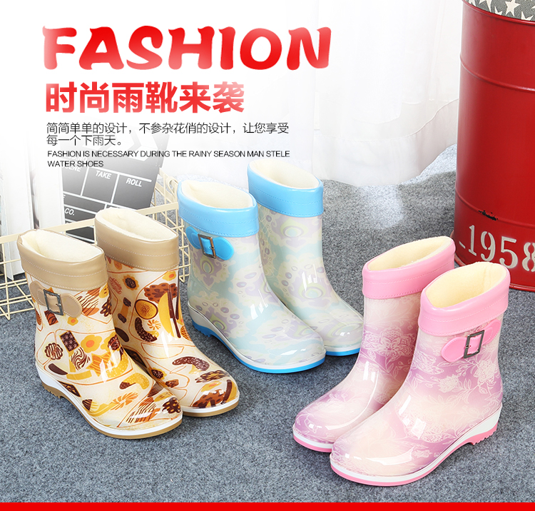 Mùa thu và mùa đông thời trang giày mưa nữ ống đi mưa cộng với giày nhung nước ấm đặc biệt cung cấp những bộ giày ngọt ngào chống trượt bằng giày cao su giày đi mưa đẹp