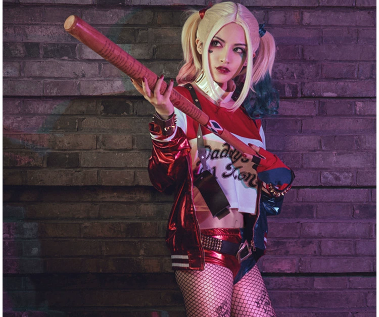 Suicide Squad X Suicide Squad Harley Quinn/Harley Quinn nhuộm gradient đôi tóc đuôi ngựa cosplay Bộ tóc giả