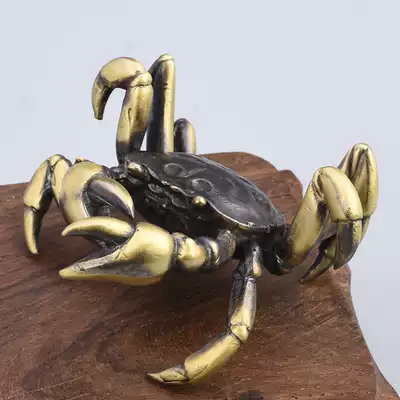 Creative pure copper solid animal crab tea pet cover pot cover holder handmade play small ornaments tea ceremony accessories