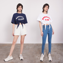 MADEINAM22 Early Spring High Quality 0-Press Cotton_Towel Embroidery Lace-Up Design Short Tee